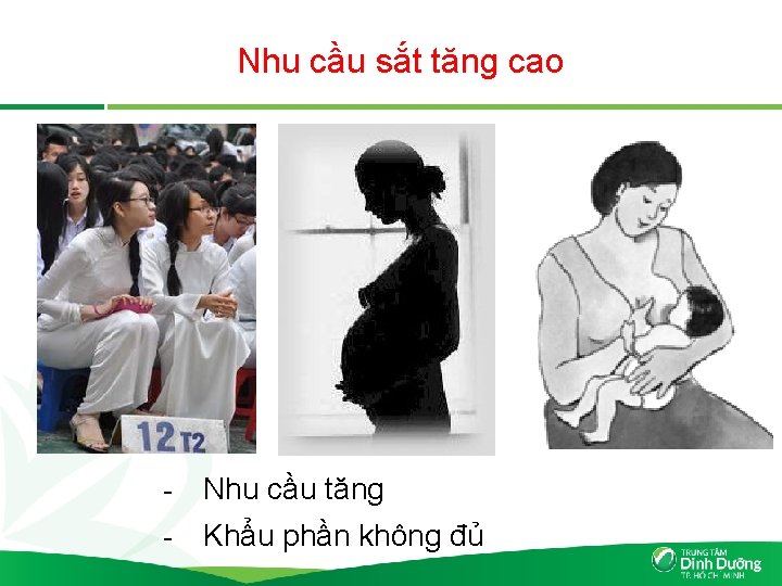 Nhu cầu sắt tăng cao - Nhu cầu tăng - Khẩu phần không đủ