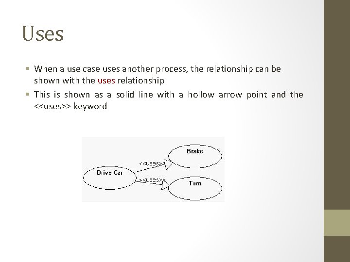 Uses § When a use case uses another process, the relationship can be shown