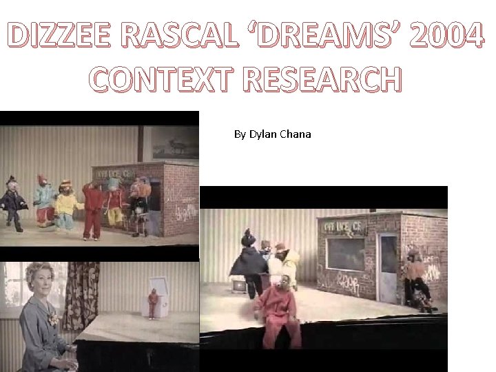 Dream Dizzee Rascal DIZZEE RASCAL DREAMS 2004 CONTEXT RESEARCH By Dylan