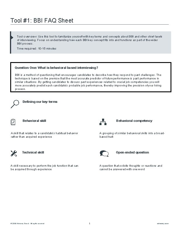 Tool #1: BBI FAQ Sheet Tool overview: Use this tool to familiarize yourself with