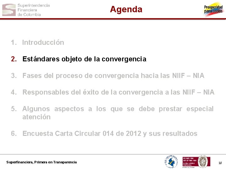 Agenda 1. Introducción 2. Estándares objeto de la convergencia 3. Fases del proceso de