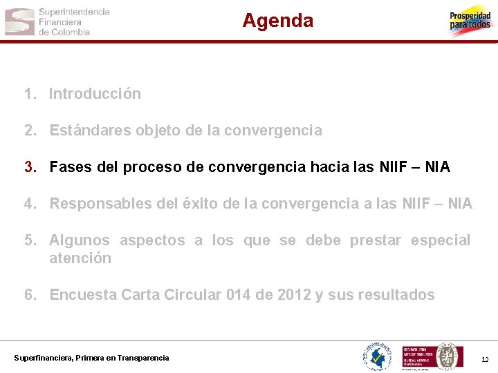 Agenda 1. Introducción 2. Estándares objeto de la convergencia 3. Fases del proceso de