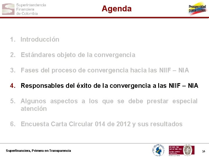 Agenda 1. Introducción 2. Estándares objeto de la convergencia 3. Fases del proceso de