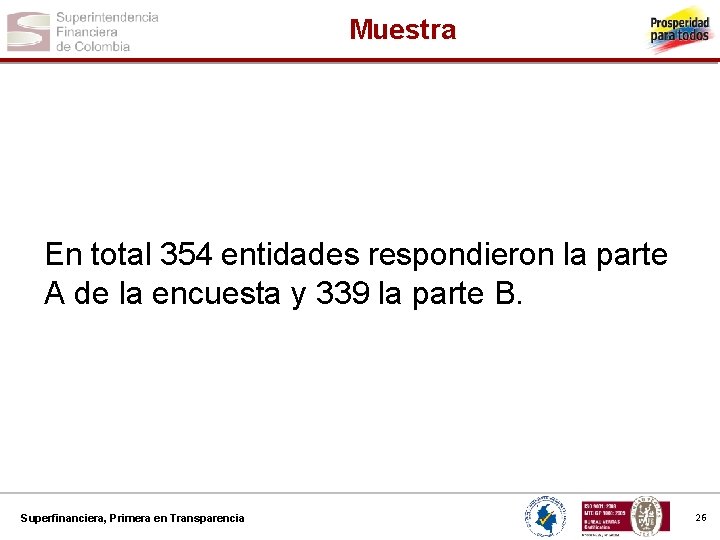 Muestra En total 354 entidades respondieron la parte A de la encuesta y 339