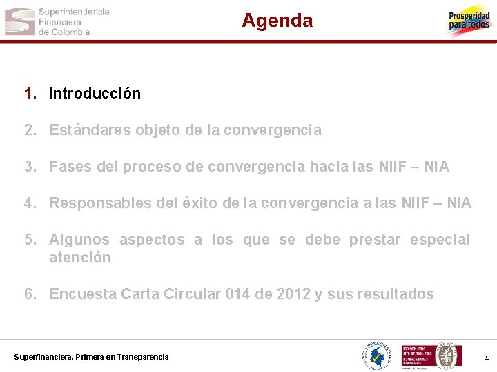 Agenda 1. Introducción 2. Estándares objeto de la convergencia 3. Fases del proceso de