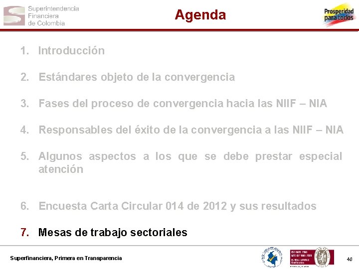 Agenda 1. Introducción 2. Estándares objeto de la convergencia 3. Fases del proceso de