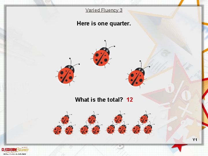 Varied Fluency 3 Here is one quarter. What is the total? 12 Y 1