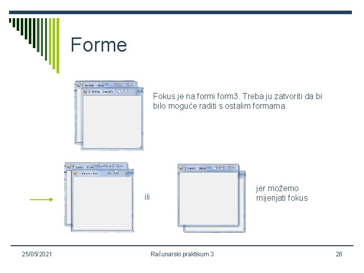 Forme Fokus je na formi form 3. Treba ju zatvoriti da bi bilo moguće