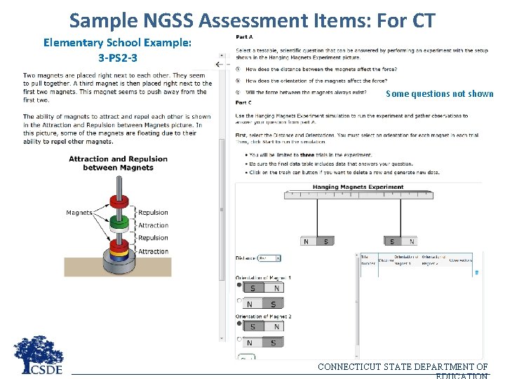 Sample NGSS Assessment Items: For CT Elementary School Example: 3 -PS 2 -3 Some