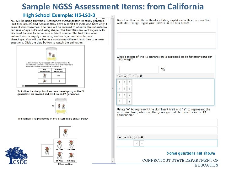 Sample NGSS Assessment Items: from California High School Example: HS-LS 3 -3 Some questions