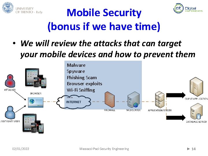 Mobile Security (bonus if we have time) • We will review the attacks that