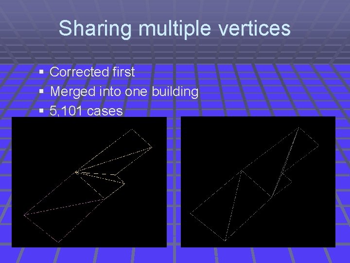 Sharing multiple vertices § Corrected first § Merged into one building § 5, 101