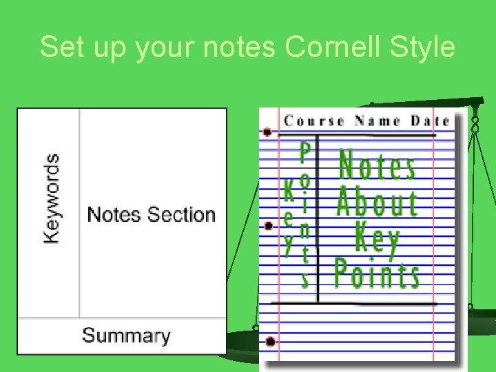 Set up your notes Cornell Style 