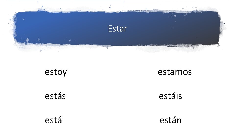 Estar estoy estamos estáis están 