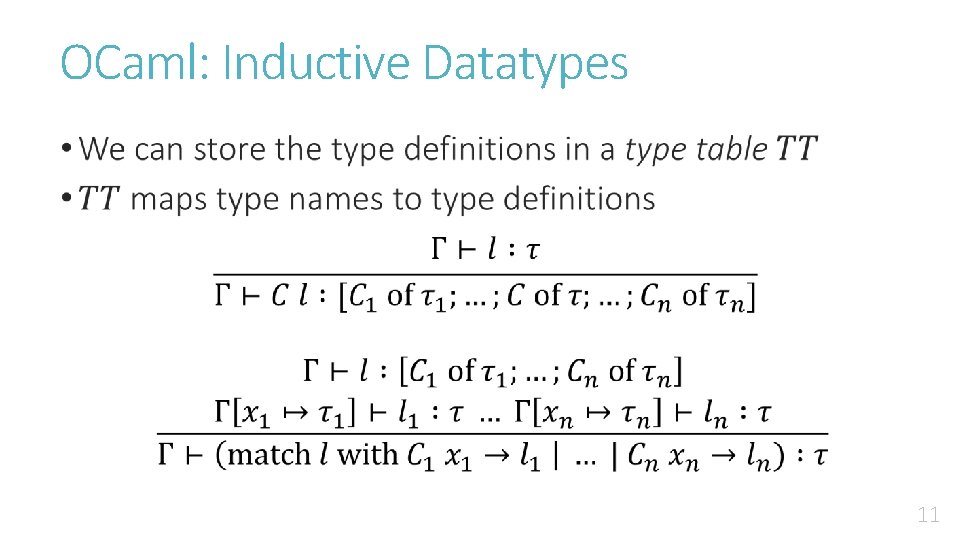 OCaml: Inductive Datatypes • 11 