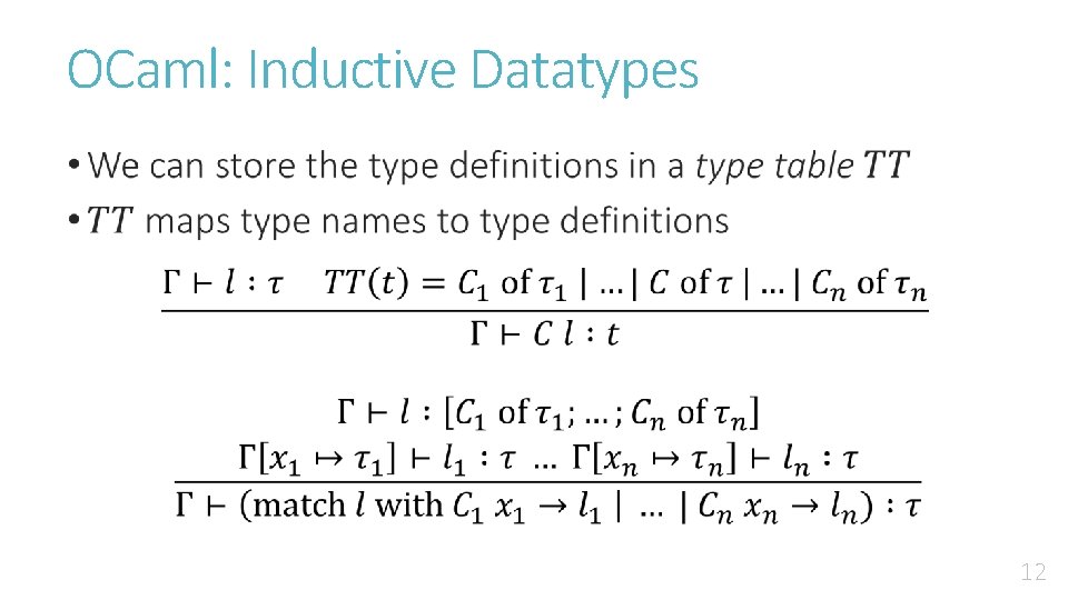 OCaml: Inductive Datatypes • 12 