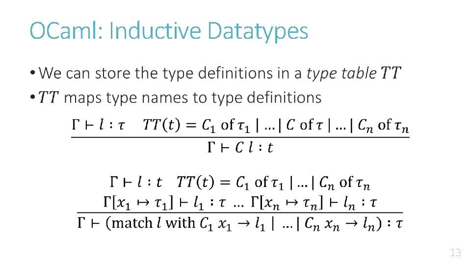 OCaml: Inductive Datatypes • 13 