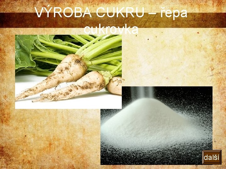 VÝROBA CUKRU – řepa cukrovka další 