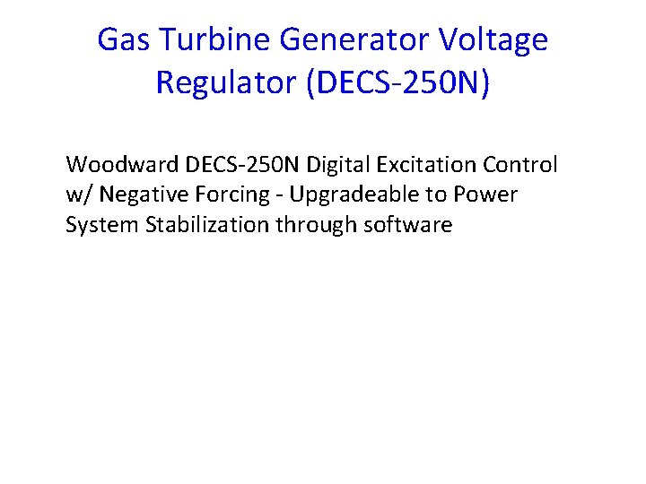 Gas Turbine Generator Voltage Regulator (DECS-250 N) Woodward DECS-250 N Digital Excitation Control w/