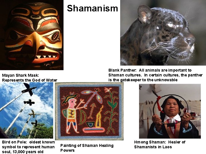 Shamanism Mayan Shark Mask: Represents the God of Water Bird on Pole: oldest known