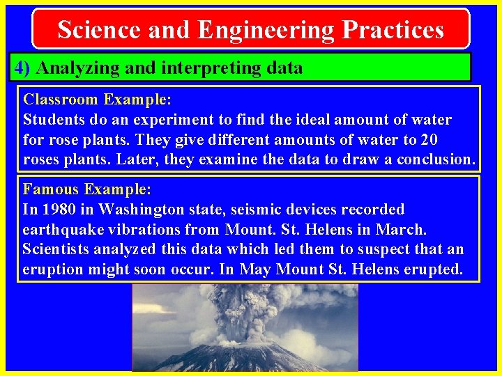 Science and Engineering Practices 4) Analyzing and interpreting data Classroom Example: Students do an