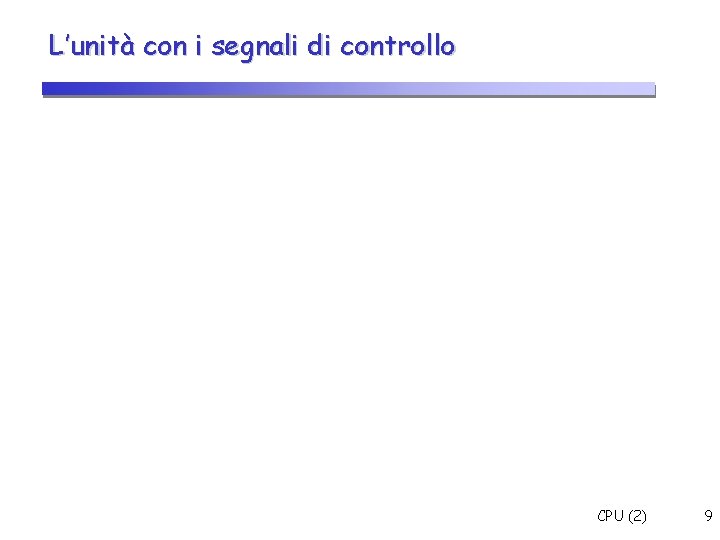 L’unità con i segnali di controllo CPU (2) 9 