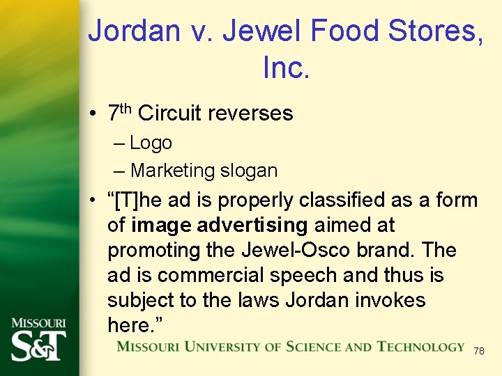 Jordan v. Jewel Food Stores, Inc. • 7 th Circuit reverses – Logo – Jordan v. Jewel Food Stores, Inc. • 7 th Circuit reverses – Logo –
