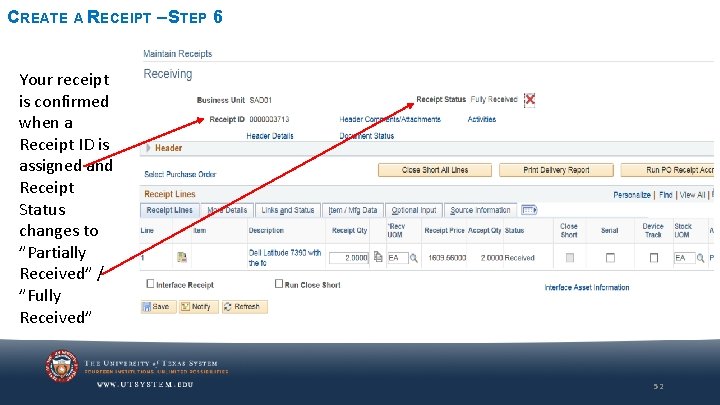 CREATE A RECEIPT – STEP 6 Your receipt is confirmed when a Receipt ID CREATE A RECEIPT – STEP 6 Your receipt is confirmed when a Receipt ID