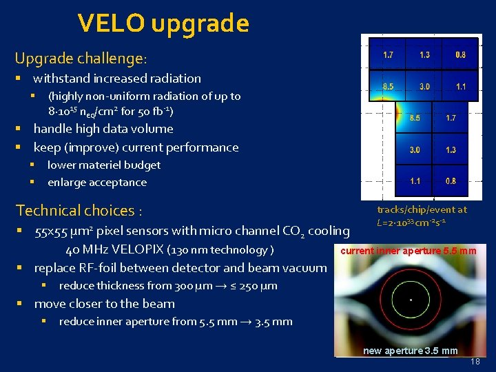 VELO upgrade Upgrade challenge: § withstand increased radiation (highly non-uniform radiation of up to