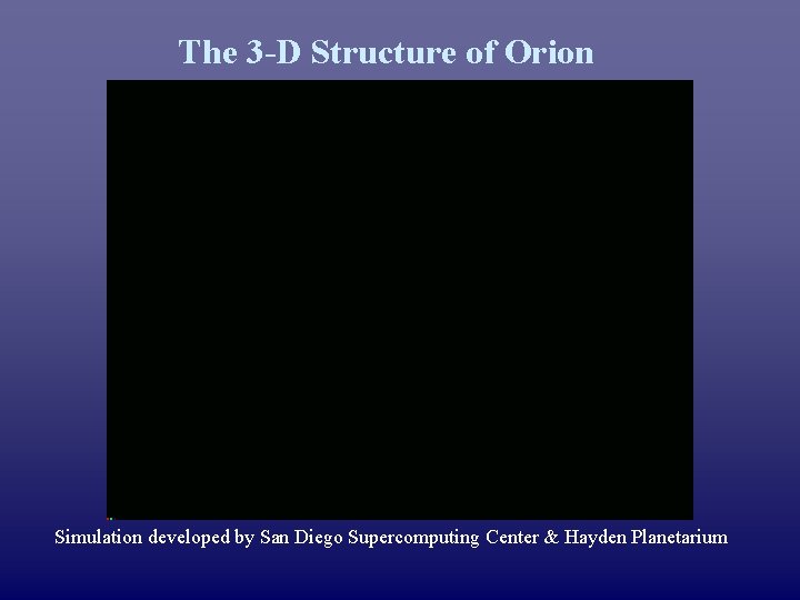 The 3 -D Structure of Orion Simulation developed by San Diego Supercomputing Center &