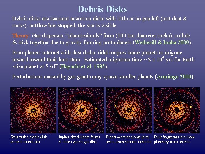 Debris Disks Debris disks are remnant accretion disks with little or no gas left