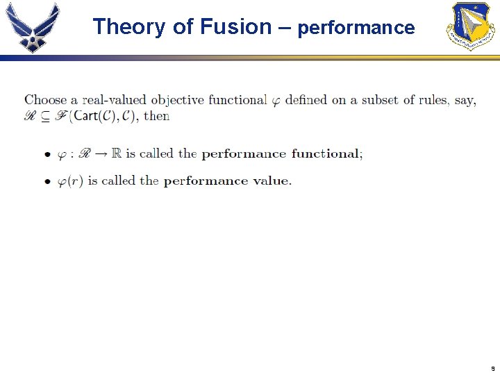 Theory of Fusion – performance 9 
