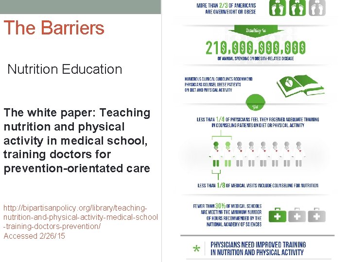 The Barriers Nutrition Education The white paper: Teaching nutrition and physical activity in medical