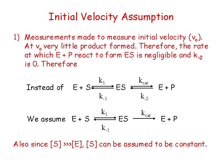 Initial Velocity Assumption 1) Measurements made to measure initial velocity (vo). At vo very