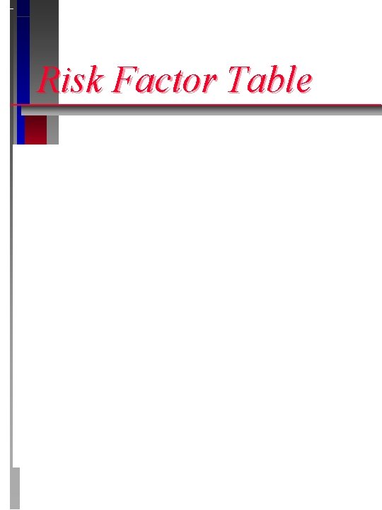 Risk Factor Table 