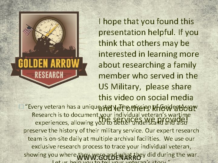 I hope that you found this presentation helpful. If you think that others may