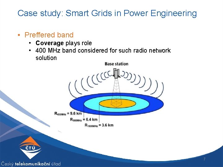 Case study: Smart Grids in Power Engineering • Preffered band • Coverage plays role