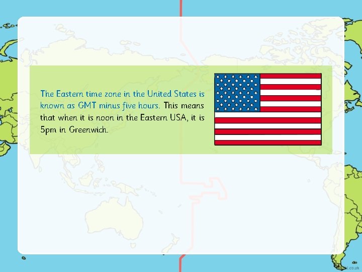 The Eastern time zone in the United States is known as GMT minus five