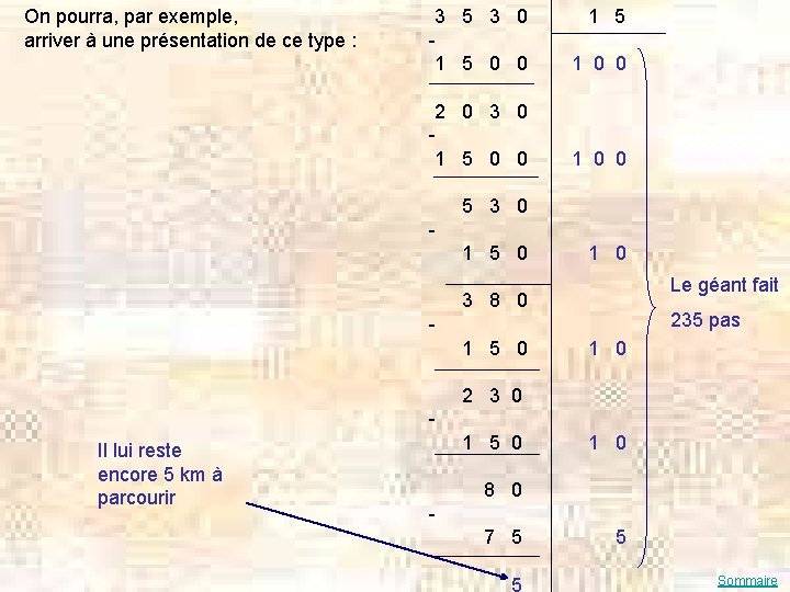 On pourra, par exemple, arriver à une présentation de ce type : 3 5