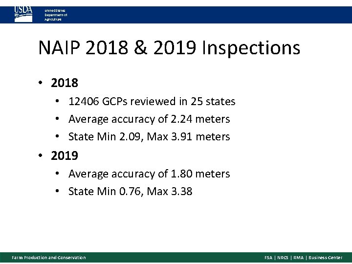 United States Department of Agriculture NAIP 2018 & 2019 Inspections • 2018 • 12406