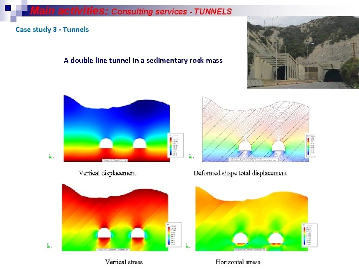 Main activities: Consulting services - TUNNELS Case study 3 - Tunnels A double line
