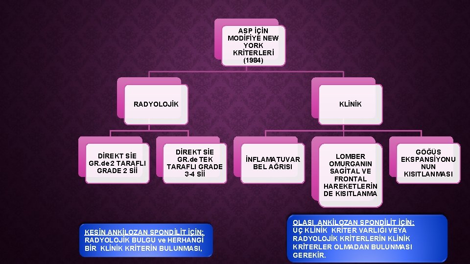 ASP İÇİN MODİFİYE NEW YORK KRİTERLERİ (1984) RADYOLOJİK DİREKT SİE GR. de 2 TARAFLI