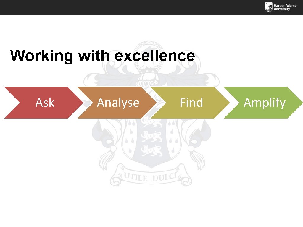 Working with excellence Ask Analyse Find Amplify 