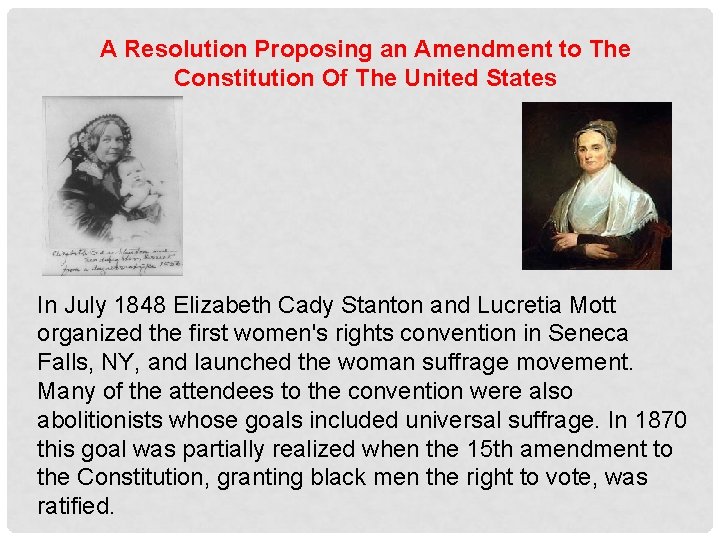 A Resolution Proposing an Amendment to The Constitution Of The United States In July