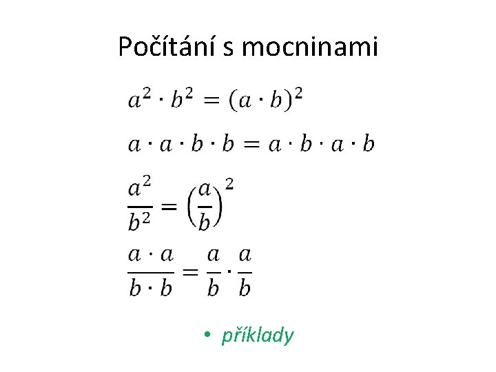 Počítání s mocninami • příklady 