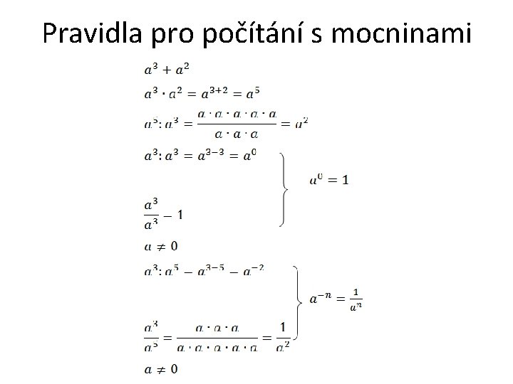 Pravidla pro počítání s mocninami 