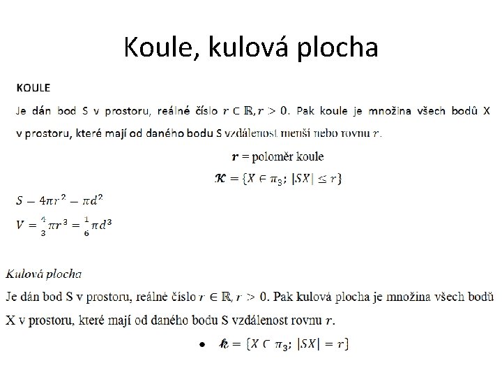 Koule, kulová plocha 