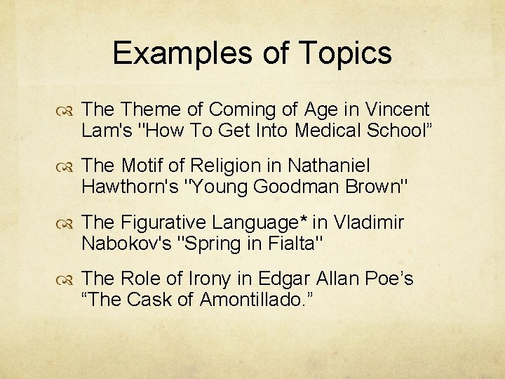 Examples of Topics Theme of Coming of Age in Vincent Lam's "How To Get