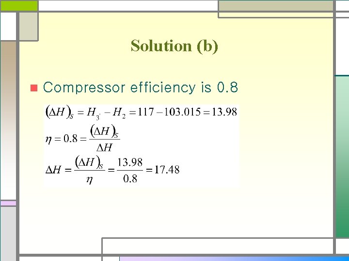 Solution (b) n Compressor efficiency is 0. 8 