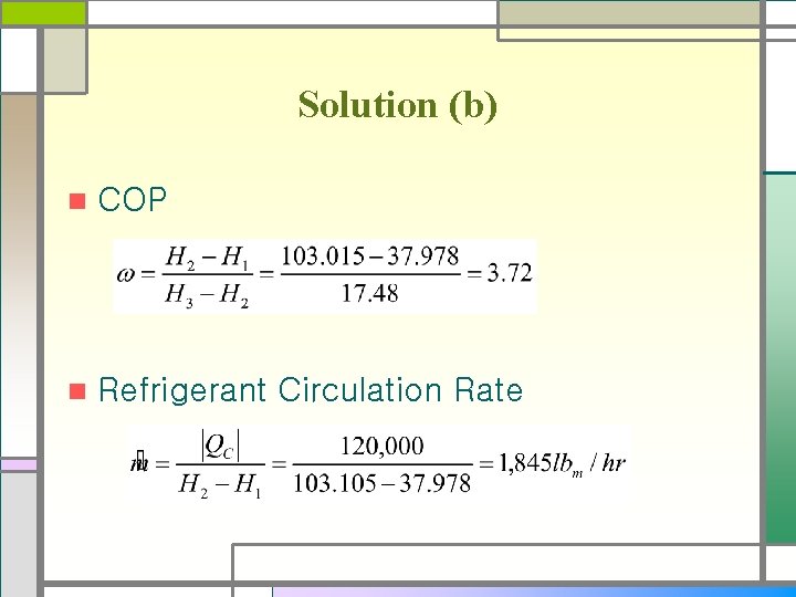 Solution (b) n COP n Refrigerant Circulation Rate 